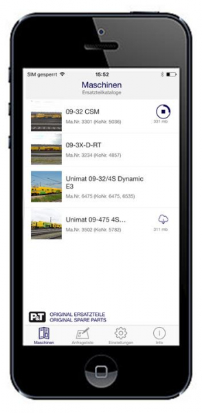 Smart Catalog App Maschinenübersicht
