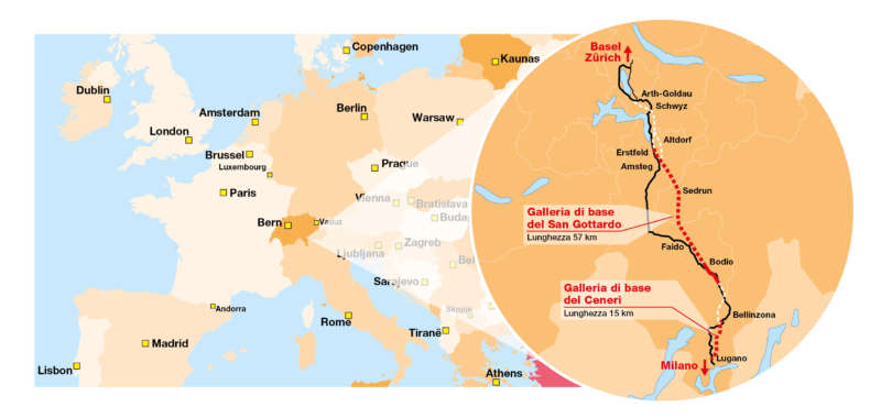 Il nuovo asse nord-sud attraverso le Alpi Lunghezza 15 km accellera, entro la fine del 2020, il traffico per pendolari e merci tra la Germania e l'Italia, di fino a 250 km/h.